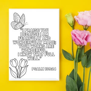 Psalm 139:14 Coloring Page | Fearfully and Wonderfully Made | Scripture Art | Bible Verse Coloring Printable