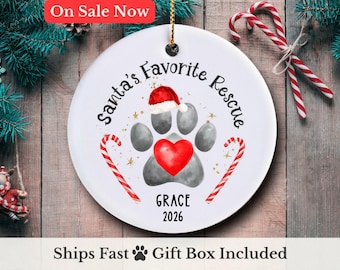 Dog Rescue Ornament 2026, Personalized Dog Rescue Gift, Custom Christmas Ornament for Rescue Dog Parents and Rescue Volunteers