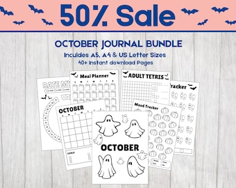 Plannerbundel oktober 2025: 41 Halloween-dagboekpagina's (pdf A4 A5 US Letter)