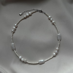 Freshwater Pearl Choker Necklace, Baroque Pearls, Delicate Beaded Choker, Minimalist Pearl Jewelry, Handmade Gift for Her