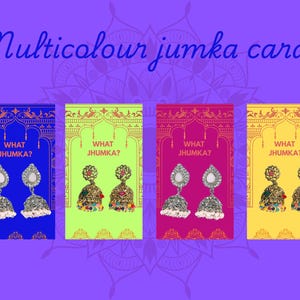 What Jumka Favour Cards for Mehndi, Haldi, Sangeet Wedding Parties. Asian Pakistani Indian Mehendi Bazaar Welcome Decoration Signs Props