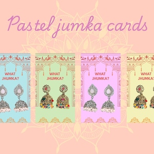 What Jumka Favour Cards for Mehndi, Haldi, Sangeet Wedding Parties. Asian Pakistani Indian Mehendi Bazaar Welcome Decoration Signs Props