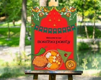 Bangladeshi Bortha Party Welcome Sign: Bengali food and Heritage Celebration (Instant Download). Pohela Boishakh