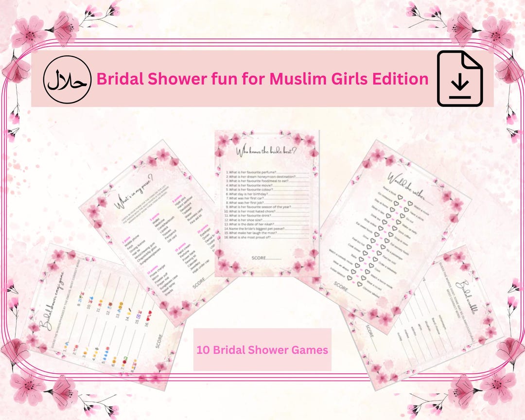 Muslim Halal Desi Bridal Shower Games, 10 Game Bundle With Answers ...
