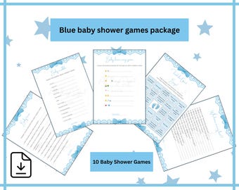 Blue Boy Baby Shower Games: Blue Theme, 10 Game Bundle (Printable Digital Download).