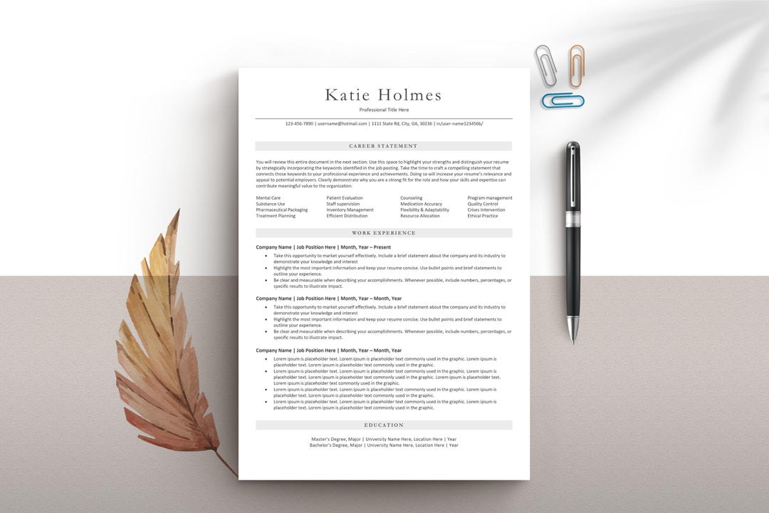 Basic ATS Resume | Word, Google Docs and Pages | Minimalist, Editable ...