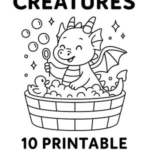 Magical Creatures Coloring Pages – 10 Printable Fantasy PDF Sheets for Kids – Unicorns, Dragons & Fairies