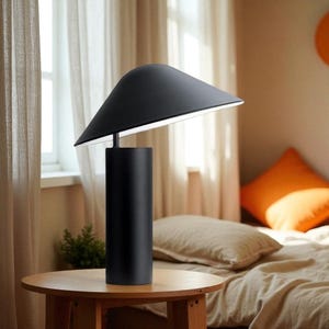 Nordic Minimalist Pilz LED Tischlampe | Moderne schwarze Schreibtischleuchte für Schlafzimmer, Arbeitszimmer, Büro | Kreative Nacht Raum Dekor Leuchte