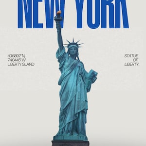 Statue of Liberty Poster: Modern New York Travel Print - A3 Size