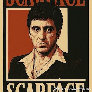 Scarface rustic poster - Tony Montana 4k Print - Poster of Tony Montana - Retro Movie wall art