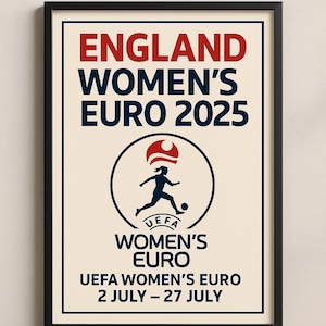 Pôster do Campeonato Feminino da Inglaterra de 2025 | Arte de parede sem moldura A1-A4 | Impressão de futebol
