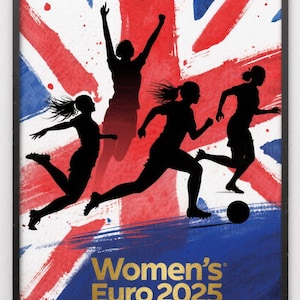 Pôster da Inglaterra para a Eurocopa Feminina de 2025 | Arte de parede sem moldura A1-A4 | Impressão de futebol da UEFA | Decoração de edição limitada