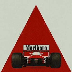 Ayrton Senna F1 Poster: McLaren Marlboro Car, Retro Motorsport Art