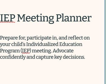 IEP Meeting Bundle: Meeting Planner, Prep Notes, Parent Input