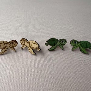 Laser Cut Wood Sea Turtle Stud Earrings
