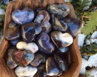 RARE Violet Flame Agate Sculpted HEART One (1) NATURAL // Dreamwork, Intuition, Seeker, Transformation, Personal Talisman