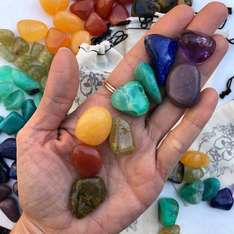 Crystal Lion RARE Gems Chakra Set of NINE 9 Stones // Etsy