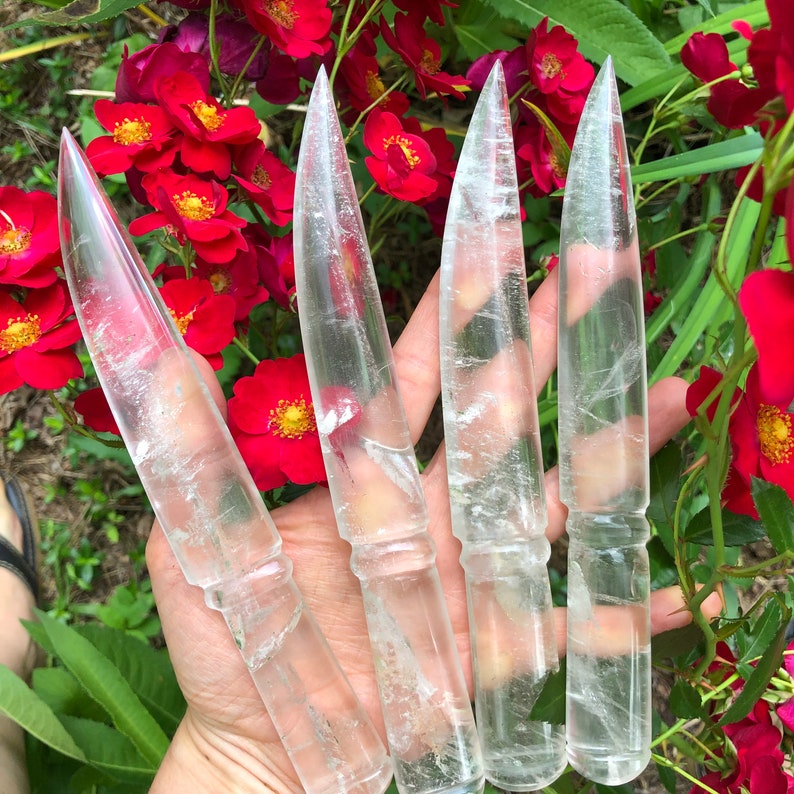 Hand Carved Clear Quartz Crystal SWORD Knife Dagger Athame / Etsy