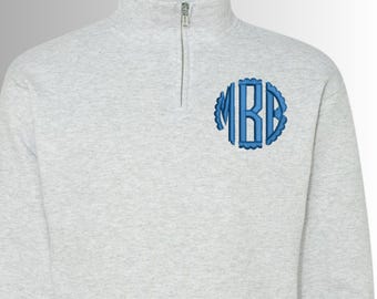 Sudadera con monograma bordado personalizado y cremallera de un cuarto, regalo personalizado