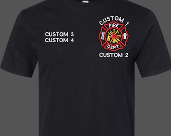 Camiseta personalizada bordada con los colores de la ropa cómoda de bombero