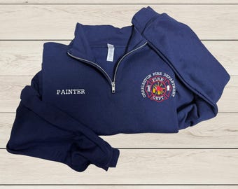 Sudadera de bombero con cremallera de un cuarto y bordado personalizado: Camisa de rescate personalizada
