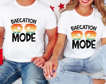 Koszula Baecation Mode, koszula na wakacje dla męża i żony, koszula na rejs, koszula na rejs dla par, koszula na wakacje, pasująca koszula na wakacje