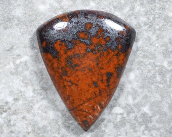 Olympic Peninsula Poppy Jasper Cabochon - Rare Red Black Pendant Stone (34 x 28 x 6 mm)