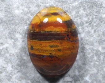 Lavic Siding Banded Jasper Cabochon - Colorful Striped High Dome Pendant Stone (30 x 22 x 10 mm)