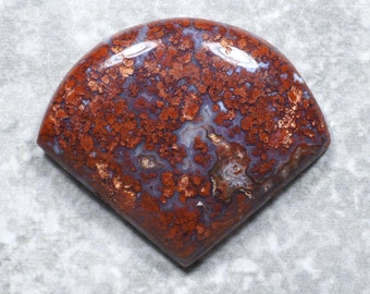 Bloody Basin Plume Agate Cabochon - Red Pendant Stone (38 x 32 x 7 mm)