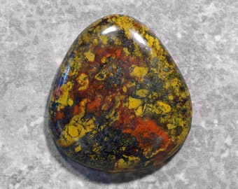 Jasper with Hematite Cabochon - Colorful Pendant Stone (39 x 35 x 7 mm)