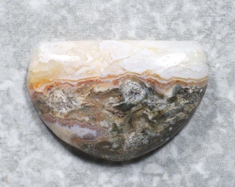 Ocean Jasper Cabochon - Green White Pink Pendant Stone (32 x 22 x 7 mm)