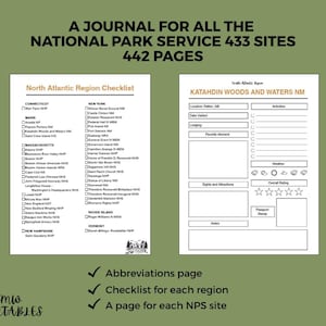 United States National Park Service All Areas and Sites Travel Journal, Includes all 433 NPS managed areas.