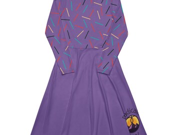 Vestido midi de manga larga con estampado integral