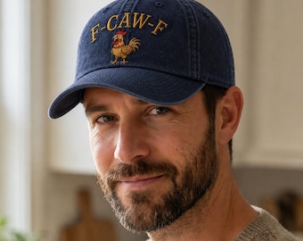 F Caw F Embroidered Hat, Funny Sarcastic Rooster Cap, Vintage Washed Dad Hat, Funny Gift for Him Men