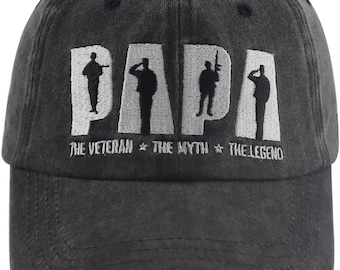 Papa Veteran Hat, Embroidered Dad Cap, Military Dad Hat, The Veteran The Myth The Legend Cap, Father’s Day Gift For Dad, Grandpa Gift Hat