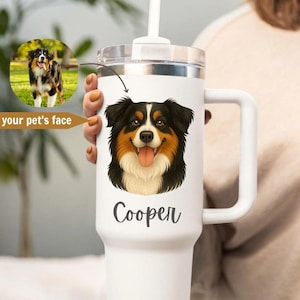 Personalized Pet Photo Tumbler: 40 oz Custom Dog Portrait Cup
