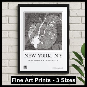 New York City Map Print - Big Apple Wall Art (Framed or Unframed) | NYC Street Grid Poster | Modern Black and White Art | 12x16 16x20 20x30