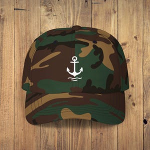 Camo Anchor Dad Hat: Embroidered Cotton Cap - Outdoor Style