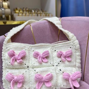 Bag Shoulder  Crochet: Handmade Girly Bag with Pink Bows
