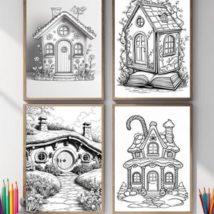 18 Pages de Coloriages Maisons Magiques pour Enfants + Certificat Bonus | Livre à Colorier Imprimable, Téléchargement Instantané