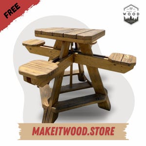 Woodworking Plan for 4-Seat Picnic Table – Printable Outdoor Project (Instant Download)