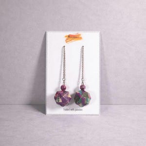 Modular Origami Kusudama Ball Threader Earrings
