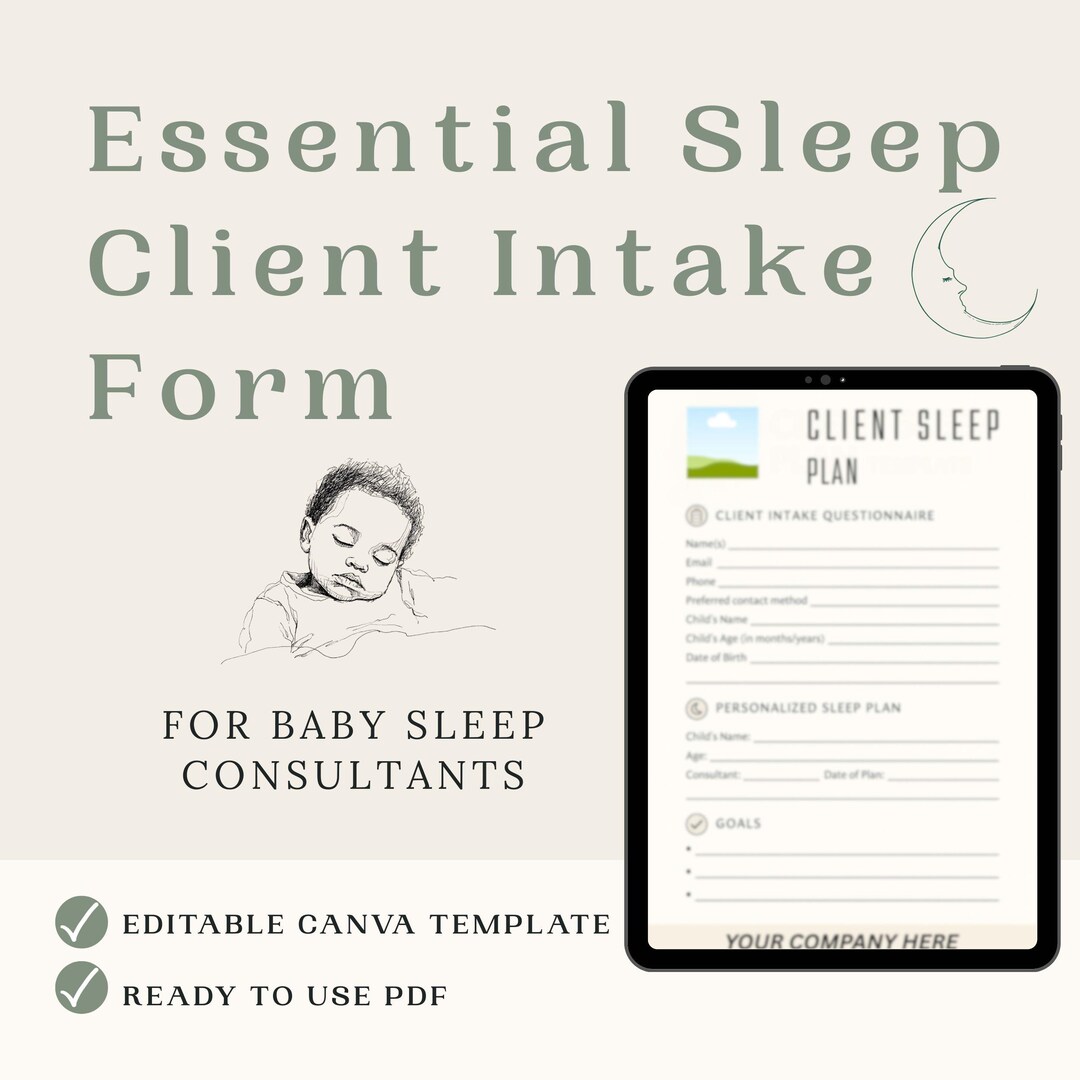 Sleep Consultant Client Intake Form, Editable Canva Template (A4/US ...