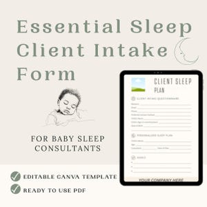 Sleep Consultant Introductory Intake Form and Basic Sleep Assessment for Parents I A4 and US Letter I Editable Canva Template