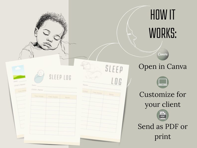 Baby Sleep Log Template | Printable, Canva Editable (PDF) - Etsy