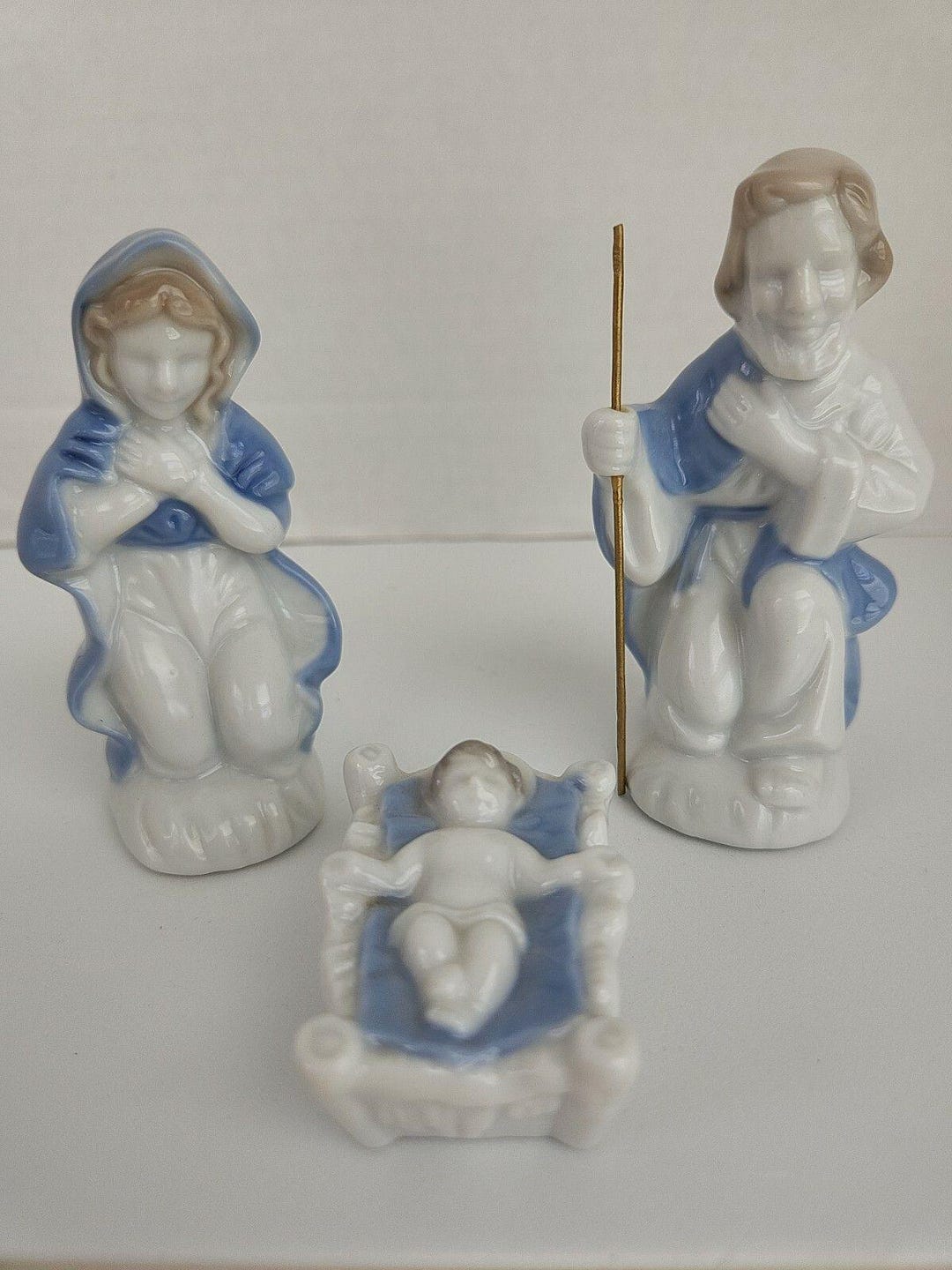 Vintage 3 Piece Lefton Ceramic Mary Joseph Jesus Figurine Nativity Set ...