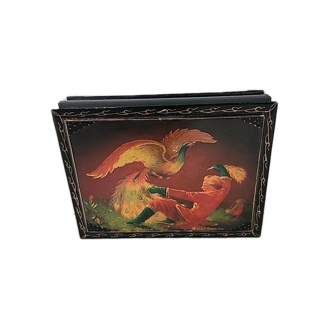 Vintage Russian Firebird Fairy Tale Illustration Black Lacquered Box - Etsy