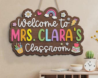 Personalized 3D Teacher Sign, Teacher Door Hanger, Teacher Welcome Sign, Classroom Decor, Teacher Gifts, Custom Teacher Door Sign