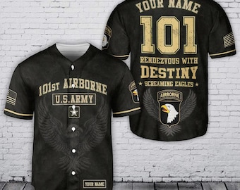 Custom Name & Number U.S Army 101st Airborne Division Baseball Jersey - Hawaii shirt - T-shirt - Polo shirt