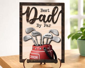 Personalized Golf Dad Plaque, Custom Wood Sign, Father's Day Gift  2-layer Wooden Sign